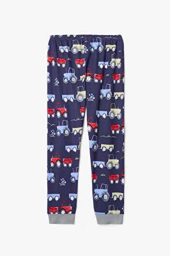 Penti Koyu İndigo Erkek Çocuk Araba Desenli Pijama Takımı