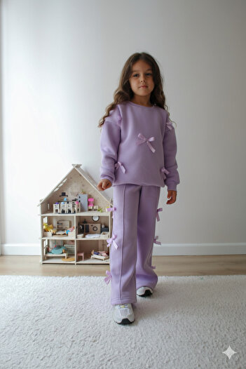 jeliboomkidswear Jeliboom Kız Çocuk Eşofman Takımı - 3 İplik Şardonlu