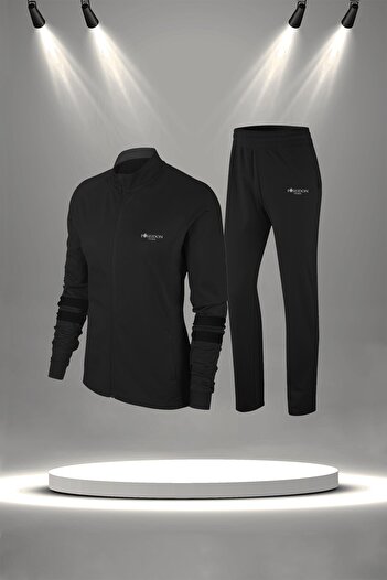 POSEIDON STORM Черен комплект за спортисти от пенирана материя Supra - удобен за ходене и бягане (4XL-10XL)
