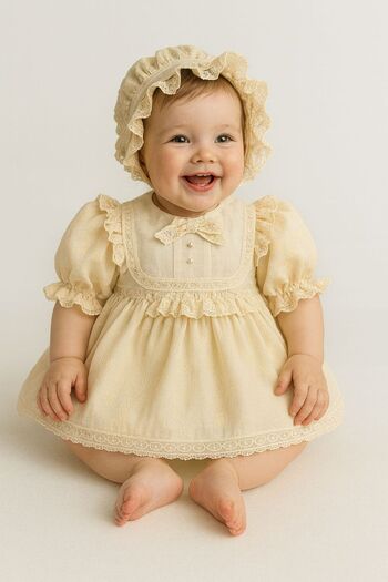 Hobidik Baby Cream Lace Vintage Baby Girl Kids Dress Set
