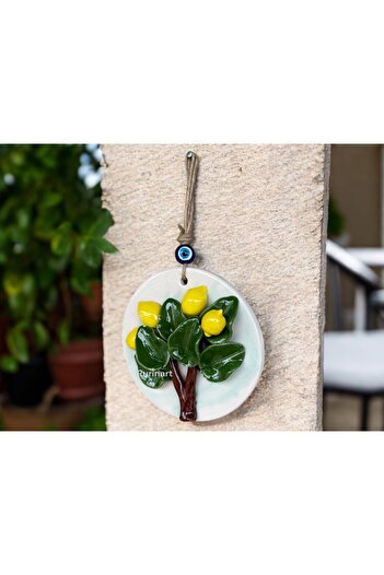 Rurinart El Yapımı 25cm Boy 15 Cm En Seramik Limon Ağacı Kaliteli Şık Duvar Süsü/mutfak Süsü/kapı Süsü