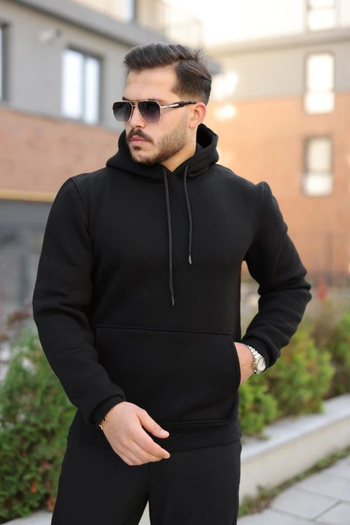 Silerra Men's Hooded Three Yarn Sh Fleece-Lined Hoodie