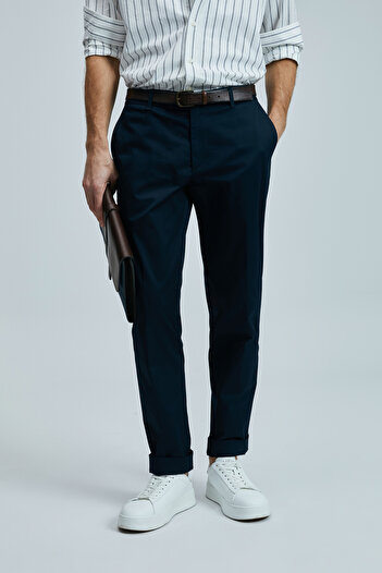 Lufian Plus Smart Erkek Chino Pantolon Slim Fit Lacivert