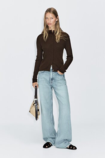 Massimo Dutti Fitilli yün karışımlı hırka