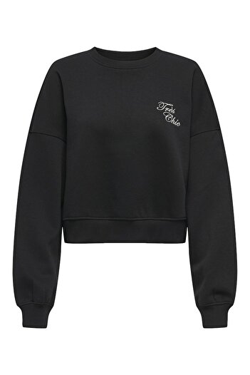 ONLY Кадин Сиях Онлкиара L/s O-neck Pearl Swt Суитшърт 15360026-Черно