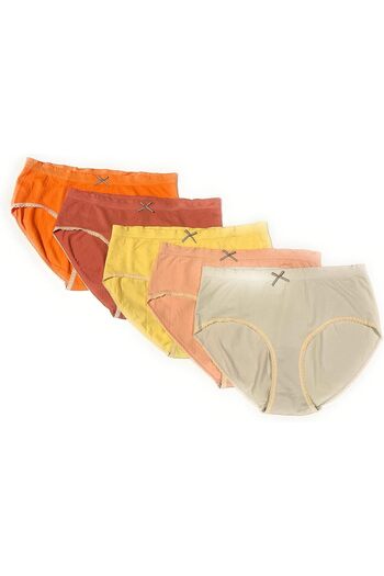 Generic LASASSY 5 Pcs Women’s Cotton-Spandex Briefs Mid Waist (Multicolour)