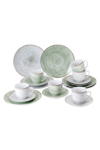 Van Well Tableware set for 6 people, 18 pieces - Van Well, green-white striped