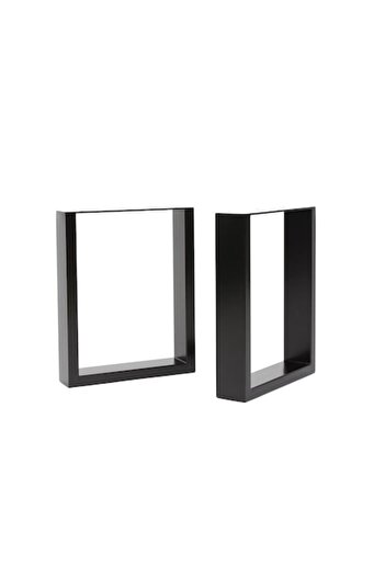OEM Set de 2 picioare metalice pentru bancă Tubb, vopsite electrostatic, 43x40 cm, profil 60x20 mm, negru mat