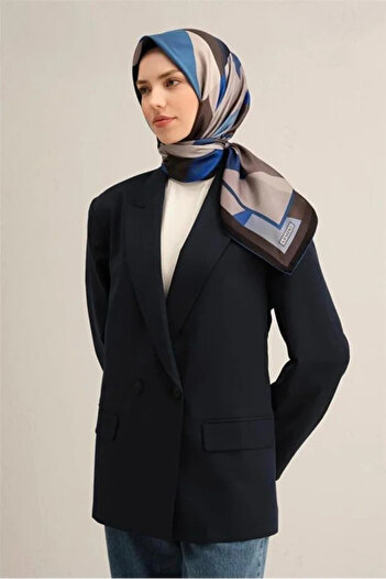 Armine Geometric Patterned Sura Pure Silk Scarf - 8834D 58