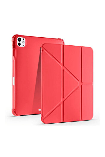 Fuchsia iPad Pro 11 2025 M5 Chip Compatible Tri-Folding Case with Pen Compartment and Smart Stand Feature