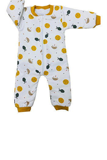 TUOBEBE 2.5 Tog Fiber,Sun Pattern Zippered Long Sleeve Combed Cotton Jumpsuit
