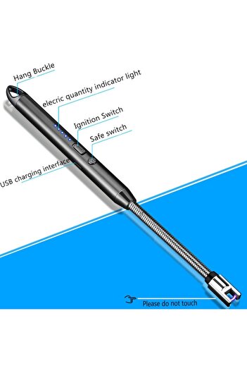 Hggzeg Electric Rechargeable Flexible Arc Lighter, 5-Level LED, Black