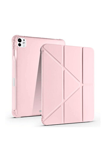 Fuchsia iPad Pro 11 2025 M5 Chip Compatible Tri-Folding Case with Pen Compartment and Smart Stand Feature