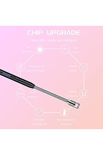 OEM Rechargeable Electric Flexible-Neck Lighter with Safety Switch and LED Battery Indicator, Blue