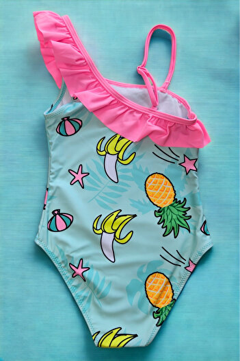 embody Girls' one-piece swimsuit, unicorn print, pink/blue