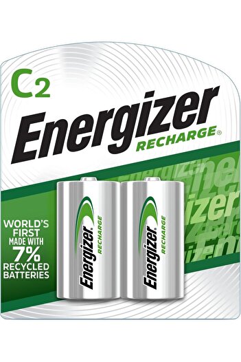 Energizer C Rechargeable NiMH Batteries 2500 mAh - Pack of 2, 1.2V