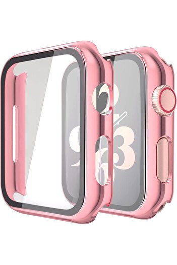 Other Misxi PC Protective Case with Tempered Glass for Apple Watch 40mm - 2-Pack (Pink + Clear)