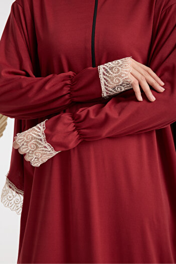 AKPİYYER Lace. Shawl with Zipper, Hijab Prayer Dress