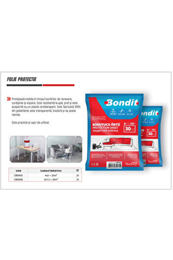 Bondit Protective Film 4m x 5m, 20m², Transparent, Water and Dust Resistant, DB0405