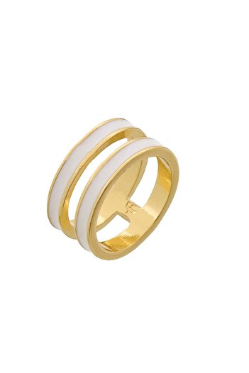 Fashionbox Tribal Enamel Double Ring White
