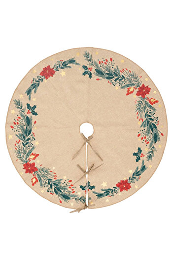 FEERIC LIGHTS & CHRISTMAS Christmas tree mat, diameter 90 cm, beige with patterns