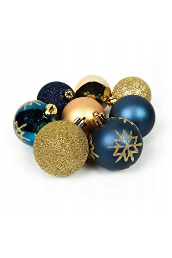 FEERIC LIGHTS & CHRISTMAS Christmas decoration set, 44 pieces, with baubles, garland and tree topper, blue and gold