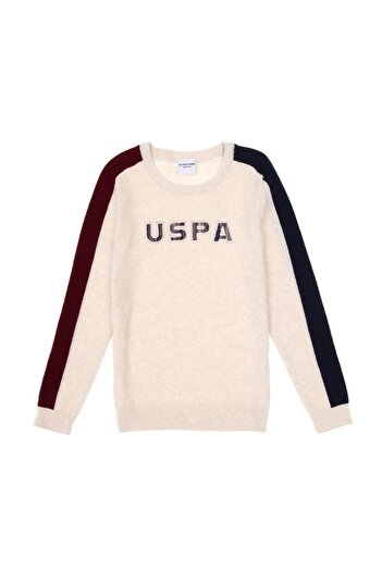 U.S. Polo Assn. Pulover pentru băiat crem melange TEKSPOR225590.3