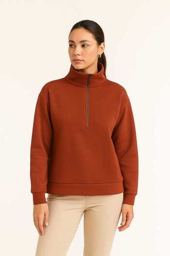Maison La Femme Women's zip-up crewneck sweatshirt