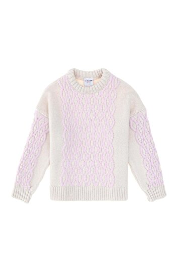 U.S. Polo Assn. Pulover pentru fete cremă supradimensionat TEKSPOR195788.5