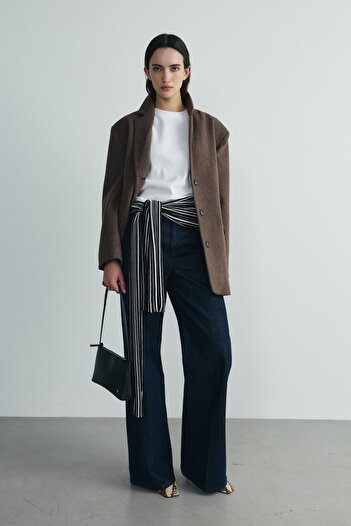 Suud Collection Siyah Wave Çizgili Atkı