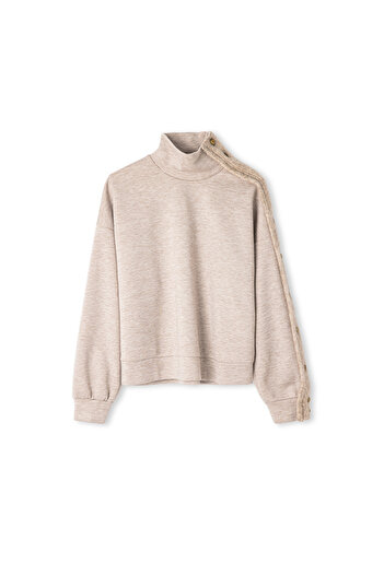 İpekyol Triko mix dik yaka sweatshirt