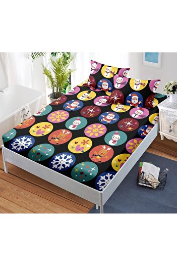 CHIRASO CHIRASO Bed Cover Set, Christmas Theme, FINE, ELASTIC 180x200cm and 2 Pillowcases, Santa Claus