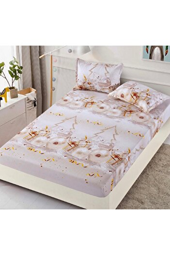 CHIRASO CHIRASO Bed Cover Set, Christmas Theme, FINE, ELASTIC 180x200cm and 2 Pillowcases, Globes