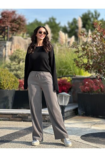 Atelier Derin Gray Elastic Waist Velvet Trousers