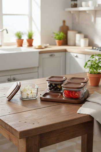 Bambum Nero Enzo 9 Piece Glass Breakfast Set