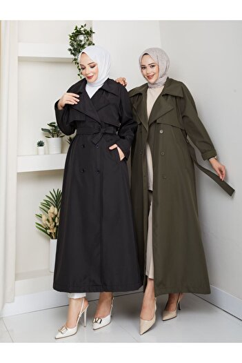 CLB COLLECTION Kadın Uzun Trenç Kot Su Geçirmez 130cm
