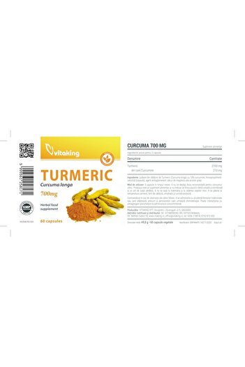 Vitaking Turmeric dietary supplement 700 mg, Vitaking, 60 vegetable capsules