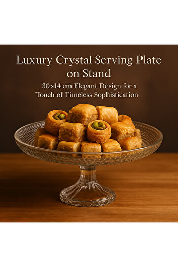 delı glassware Luxury crystal serving plate on a base - 30 x 14 cm with an elegant design that adds a luxurious touch to your table ✨