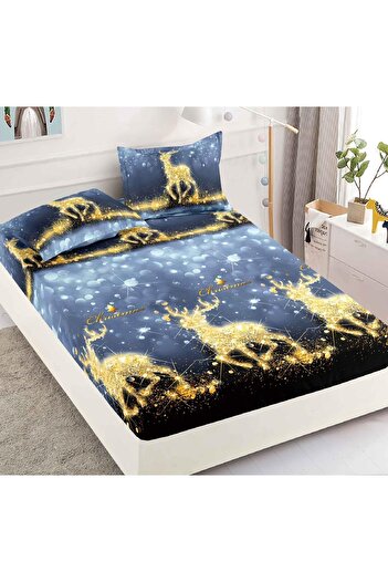 CHIRASO CHIRASO Bed Cover Set, Christmas Theme, FINE, ELASTIC 180x200cm and 2 Pillowcases, Reindeer