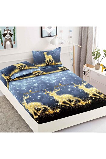CHIRASO CHIRASO Bed Cover Set, Christmas Theme, FINE, ELASTIC 180x200cm and 2 Pillowcases, Reindeer