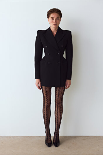 Penti Black Amelia Geometric Patterned Fishnet Pantyhose