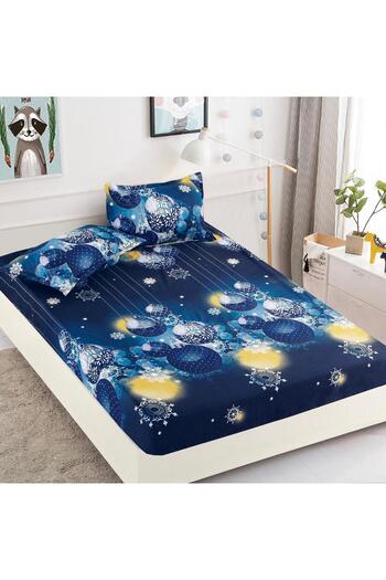 CHIRASO CHIRASO Bed Cover Set, Christmas Theme, FINE, ELASTIC 180x200cm and 2 Pillowcases, Globes
