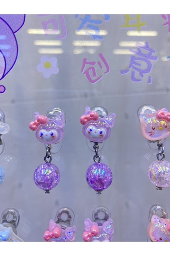 Sakura Konsept Kuromi My Melody Cinnamoroll Sanrio Çocuklar İçin Klipsli Küpe