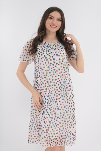Vanessa Line RO White veil dress with multi-colored polka dots