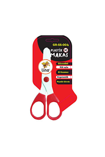 Lino Plastic Children's Scissors - Red and White