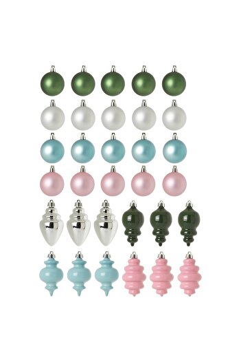 IKEA VINTERFINT Tree ornament set of 32, bauble mixed shapes/mixed colours