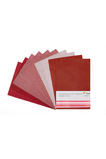Lino Felt Red 5 Pattern 10 Pieces (20X30 cm)