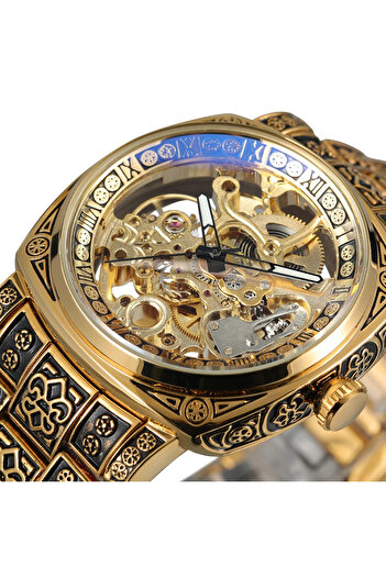 Forsining 8247 Gold Mechanical Men's Watch – Luxury Design, 3ATM Water Resistant