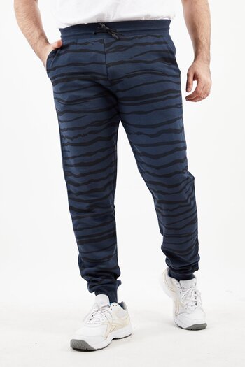 Cavalli Class Men Drawstring Animal Print Sweatpants, Navy Blue/Black