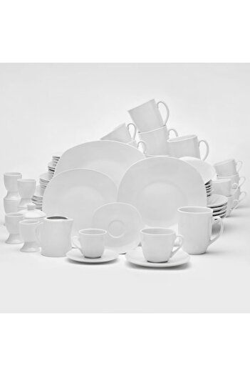 Van Well Atrium Complete 62-piece Dinnerware Set for 6 People, Van Well, Plain White